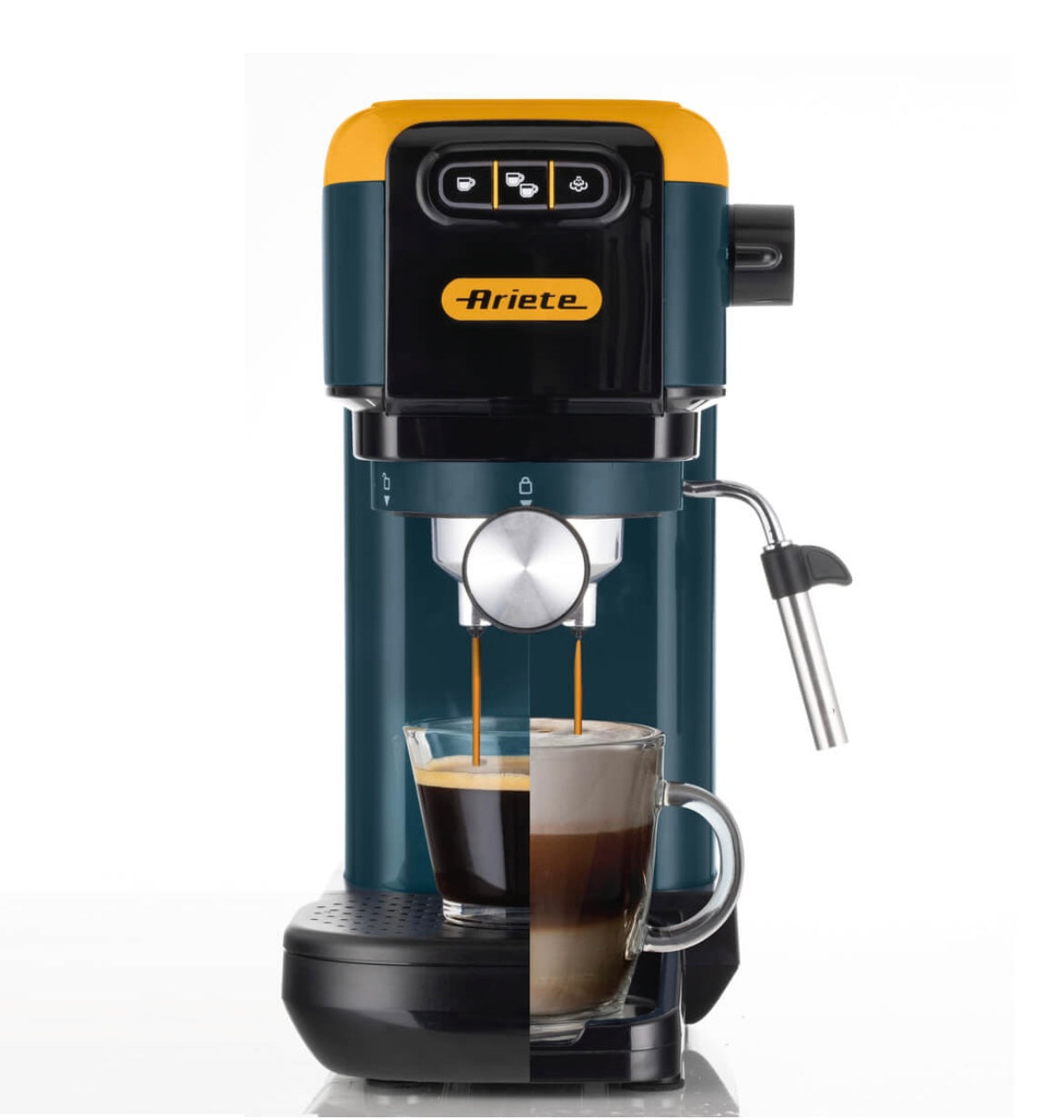 Macchina da caffè espresso Mango Yellow
1399/16
Macchina dal design super slim, 14 cm di larghezza, per caffè, cappuccini, tè e tisane. Compatibile con caffè in polvere e cialde ESE. Giallo