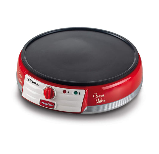 Crepes Maker Party Time Rosso
0202/00
Piastra elettrica rossa per crepes con il design unico degli American Diner anni ‘50. Let’s party con Party Time Ariete!