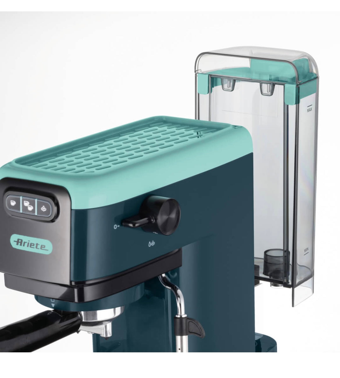 Macchina da caffè espresso Light Aquamarine
1399/17
Macchina dal design super slim, 14 cm di larghezza, per caffè, cappuccini, tè e tisane. Compatibile con caffè in polvere e cialde ESE. Verde