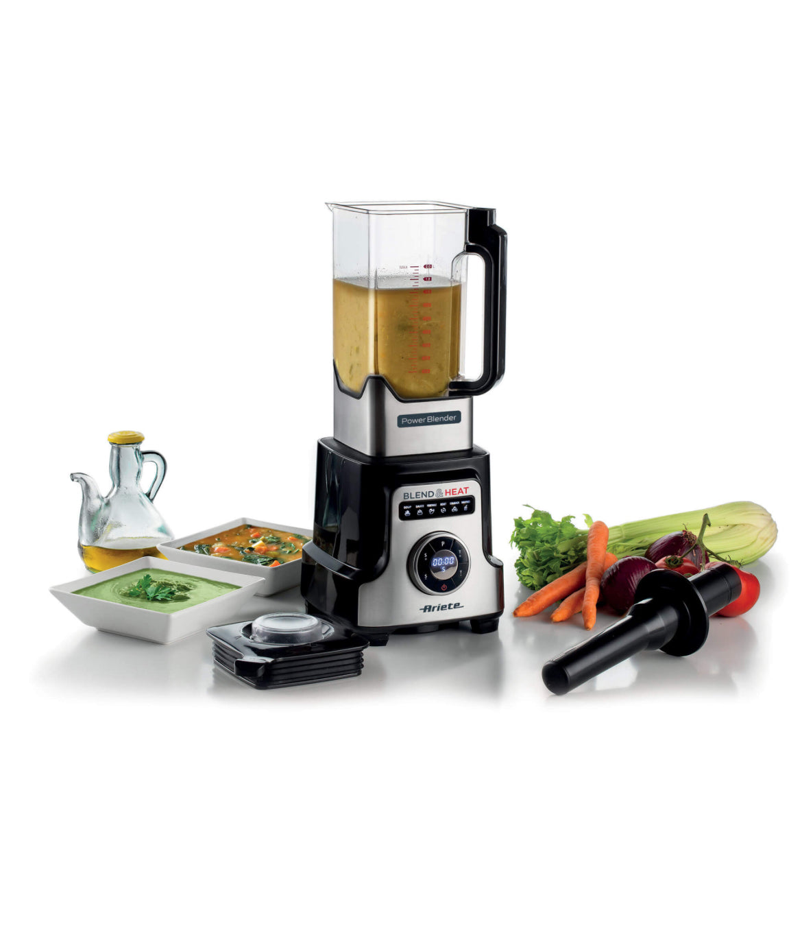 Blend & Heat
0578/00
Power blender multifunzione ad elevate performance in Acciaio Inox. Funzione Soup per frullare e scaldare contemporaneamente. 6 Lame Acciaio Inox e 10 Programmi preimpostati. Tazza da 2 Litri. Doppio sistema di sicurezza EK1
