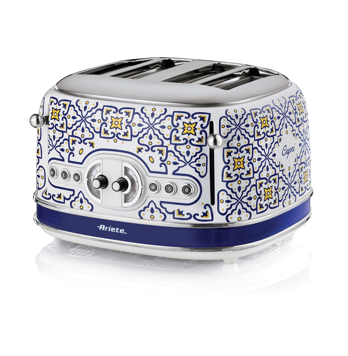 Tostapane 4 fette Capri
0156/0C
4 slot con comandi separati 2x2. 6 livelli di doratura. Espulsione automatica delle fette. Corpo in metallo. Tosta, riscalda e scongela. Senza pinze.