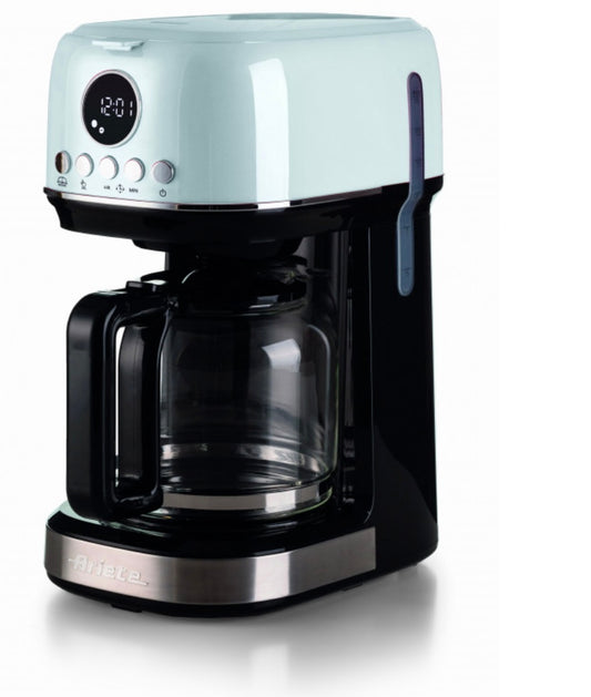 Macchina da caffè con filtro Moderna Bianco
1396/01
Macchina per caffè americano, drip coffee con caraffa in vetro temperato da 15 tazze. Programmabile fino a 24 ore prima. Pannello LCD e Base riscaldante