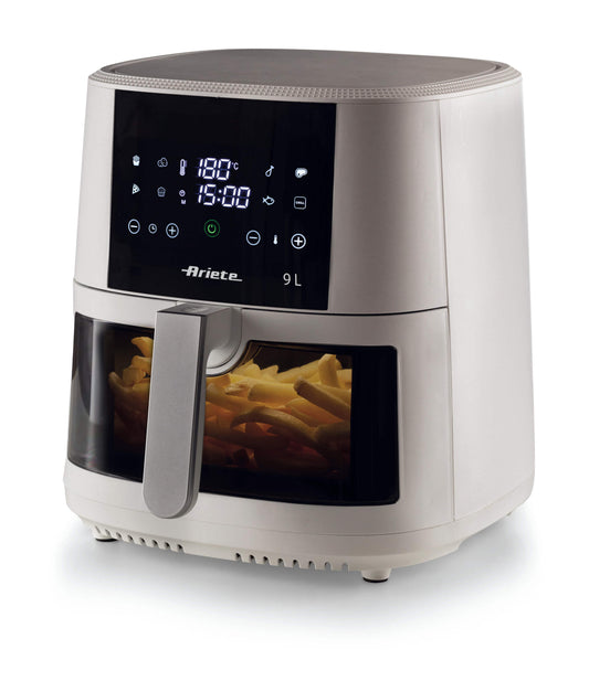 Friggitrice ad aria 9L con vetro Bianco
4630/03
Per grandi quantità di fritto e tanta croccantezza. Adatta a fritture di pesce, carne, crocchette, patatine e alimenti impanati. 8 programmi preimpostati ideali per cene in famiglia e con amici. BPA Free