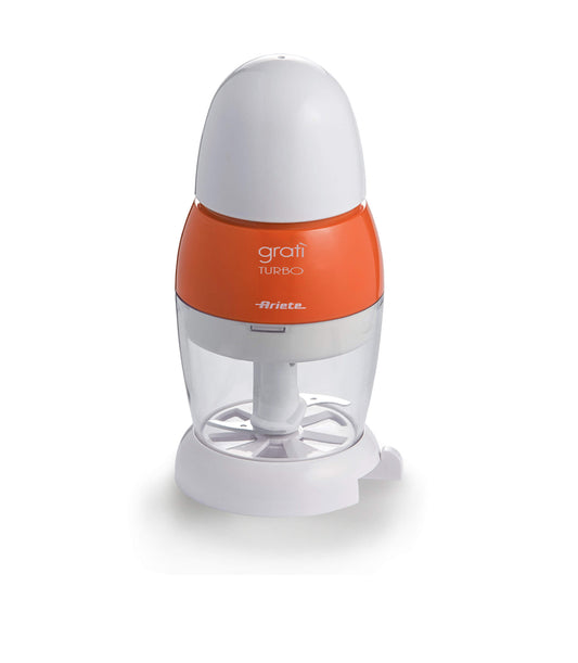 Gratì Turbo Arancione
0439/21
Dotata di coperchio salvafreschezza e dosatore per versare direttamente nel piatto. Lama in acciaio inox. Capacità 200cc. Potenza 200w.