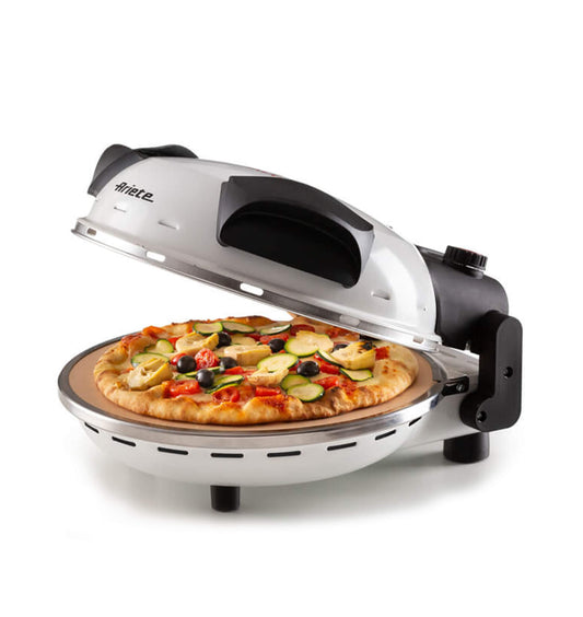Pizza in 4' minuti Bianco
0918/00
Forno per pizza elettrico in pietra refrattaria con trattamento antiaderente di 32 cm di diametro. 5 livelli di cottura. Temperatura massima 400°. Ideale per cuocere la pizza fatta in casa. Bianco
