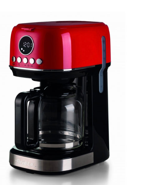 Macchina da caffè con filtro Moderna Rosso
1396/00
Macchina per caffè americano, drip coffee con caraffa in vetro temperato da 15 tazze. Programmabile fino a 24 ore prima. Pannello LCD e Base riscaldante