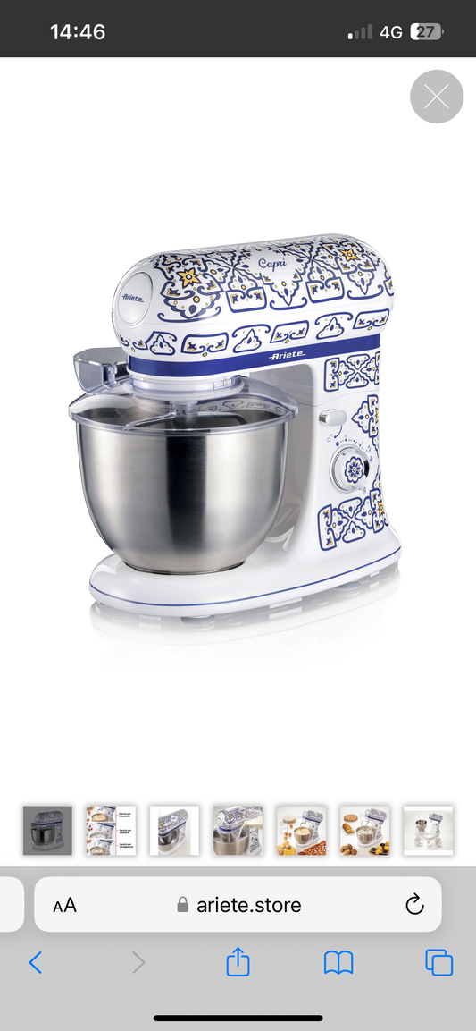Impastatrice Planetaria Capri
1588/0C
Planetaria con tazza da 5,5 litri in acciaio inox. Gancio impasti duri, frusta impasti morbidi, frusta per montare. 7 velocità per impastare, montare e amalgamare tutti gli ingredienti.