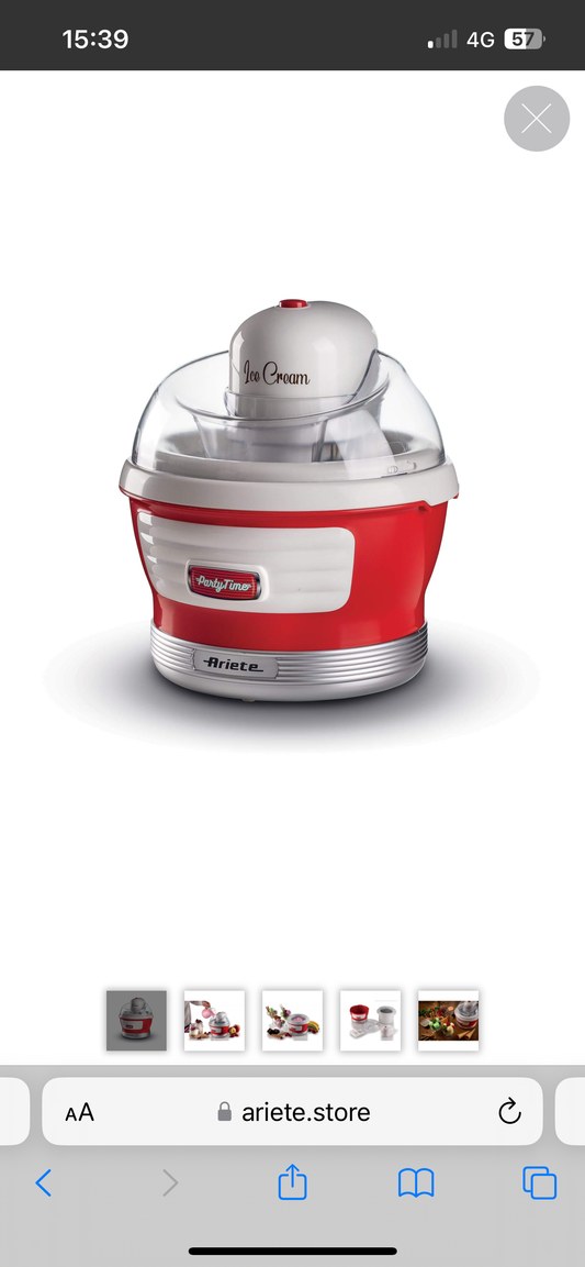 Party Time
Ice Cream Maker Party Time Rosso
0643/00
Per gelati, sorbetti e yogurt gelato. Per un perfetto party in casa, Ice Cream Maker prepara il tuo gelato in 30 minuti per tutta la famiglia e amici. Potenza 12 W e 1,5 L di capacità. Rosso